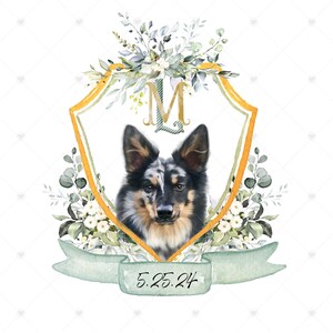 Custom Dog Watercolor Crest: Wedding Monogram Logo (Digital Download)