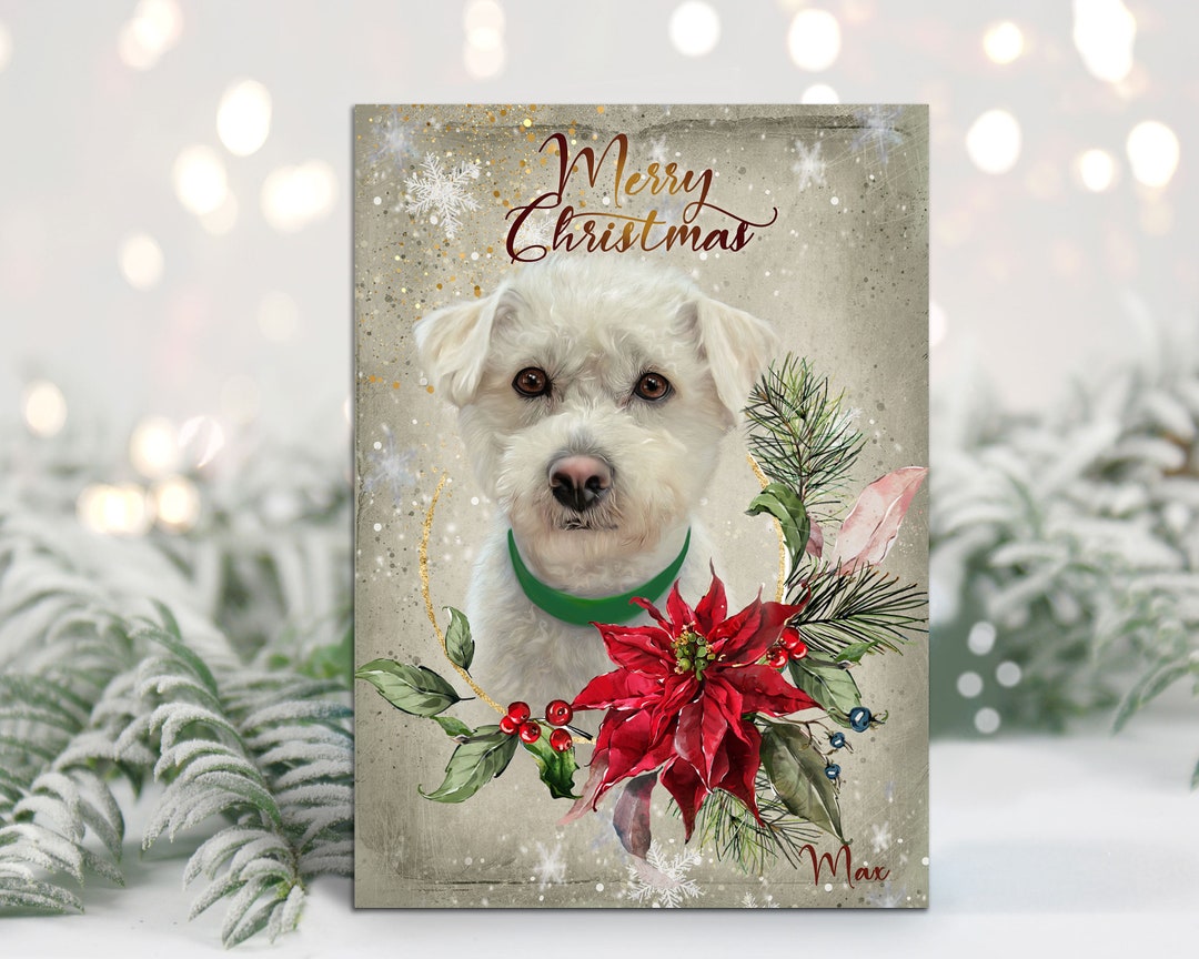 Pet Christmas Card With Watercolor Illustration - Etsy