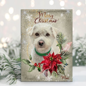 Pet Christmas Card with watercolor illustration