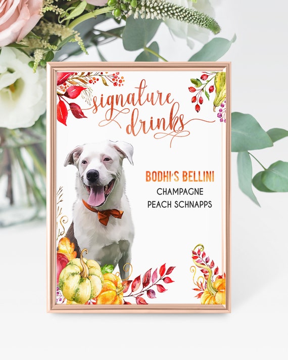 Pumpkins Dog Signature Drink Sign Digital Download Fall Etsy