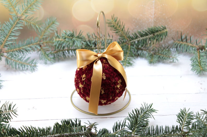 Traditional Red and Gold Christmas Ornaments Set Handmade Unique Christmas Gifts Unbreakable Tree Ornaments
