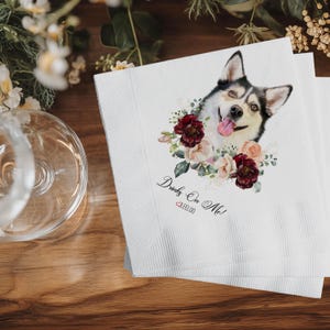 Custom Pet Wedding Napkins: Personalized Dog or Cat Cocktail Napkins