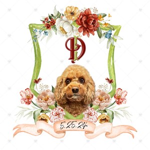 Custom Watercolor Dog Crest: Floral Wedding Monogram (Digital Download)