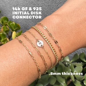 Initiële connector ronde schijf, 14k gold filled en sterlingzilver, letterconnectoren voor permanente sieraden, sieraden maken, aangepaste minischijf