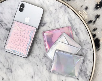 Holographic Phone Card Holder, Card Holder For Phone, Stick On Phone Wallet, Adhesive Phone Pocket, Credit Card Holder, Holographic Wallet