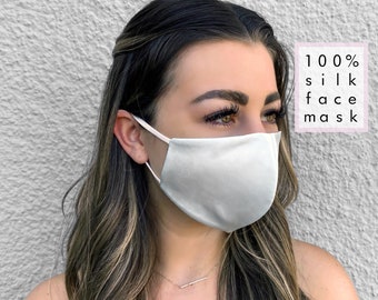 Silk Face Mask, 100% Grade A Silk, Soft Breathable Mask, Washable Fabric Mask, Double Layered Cloth Mask, Reusable Mask, Made In The USA