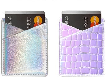 Dos titulares holográficos de tarjetas telefónicas, billetera de teléfono, soporte de tarjeta para teléfono, palo en la cartera del teléfono, bolsillo del teléfono adhesivo, titular de la tarjeta de crédito