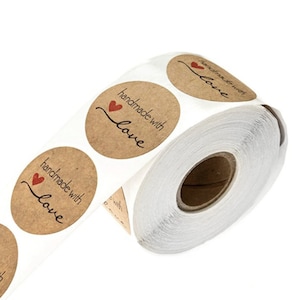Handgemachte Mit Liebe Sticker, Braun Kraft Handgemachte Aufkleber, VersandAufkleber, Produktverpackung Sticker, 1 Zoll Small Business Sticker