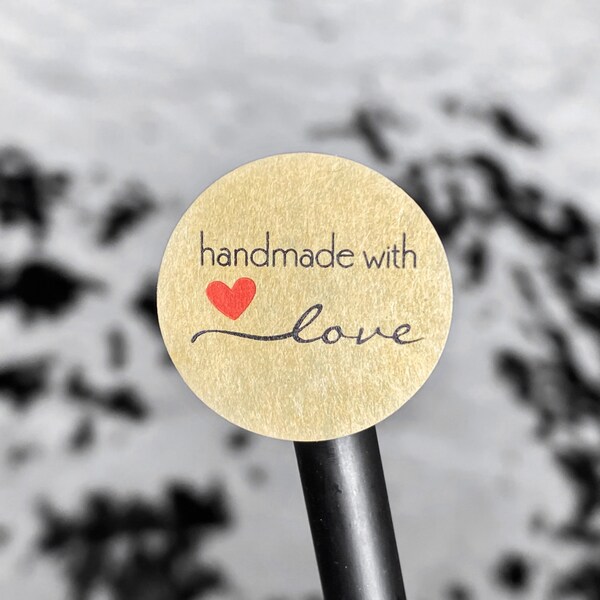 Handmade With Love Stickers, Brown Kraft Handmade Stickers, Shipping Stickers, Product Packaging Stickers, 1 Inch Small Business Stickers