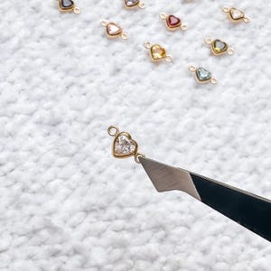 Heart Birthstone Connector, 14k Gold Filled & Sterling Silver, Connectors For Permanent Jewelry, Jewelry Making, Zodiac Zircon Stone 3mm 4mm