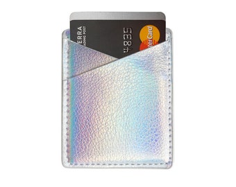 Phone Card Holder, Holographic Phone Case, Card Holder For Phone, Phone Wallet, Holographic, Holographic Wallet, Silver, Rainbow, Iridescent