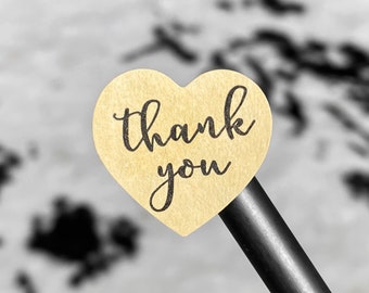 Thank You Stickers, Kraft Thank You Stickers, Heart Shaped Shipping Stickers, Product Packaging Stickers, 1 Inch Small Business Sticker