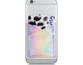 Holographic Phone Card Holder, Card Holder For Phone, Stick On Phone Wallet, Adhesive Phone Pocket, Credit Card Holder, Holographic Wallet