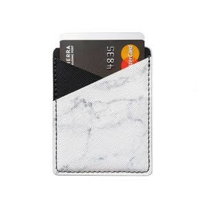 Phone Card Holder, Phone Wallet, Phone Pocket, Leather Card Holder, Stick On Wallet, Adhesive Phone Wallet, Marble Card Holder, Black image 1