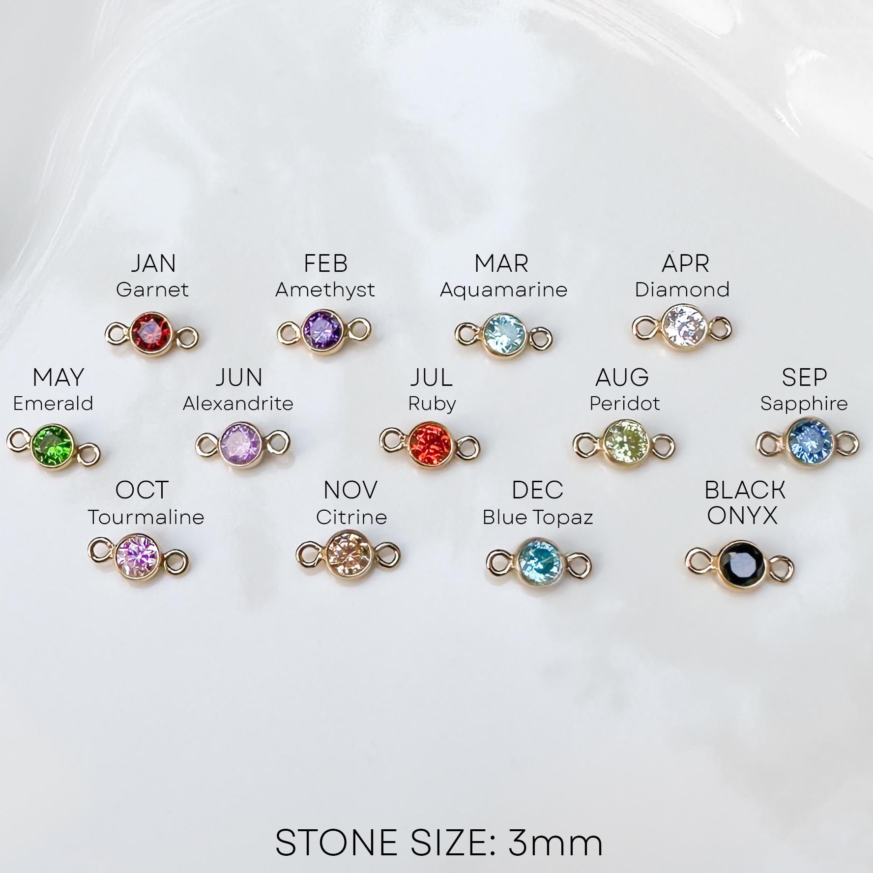 Round Birthstone Connector, 14k Gold Filled & Sterling Silver, Connectors For Permanent Jewelry, Jewelry Making, 3mm 4mm Zircon Stone Charms