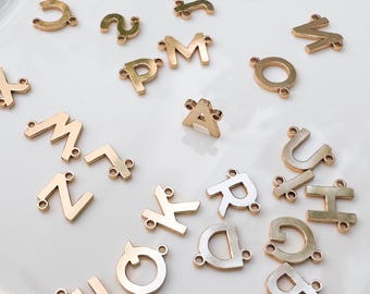 Letter Connector, 14k Gold Filled & Sterling Silver Initial Connectors For Permanent Jewelry, Mini Letter Charm, Custom Letter Charm Initial