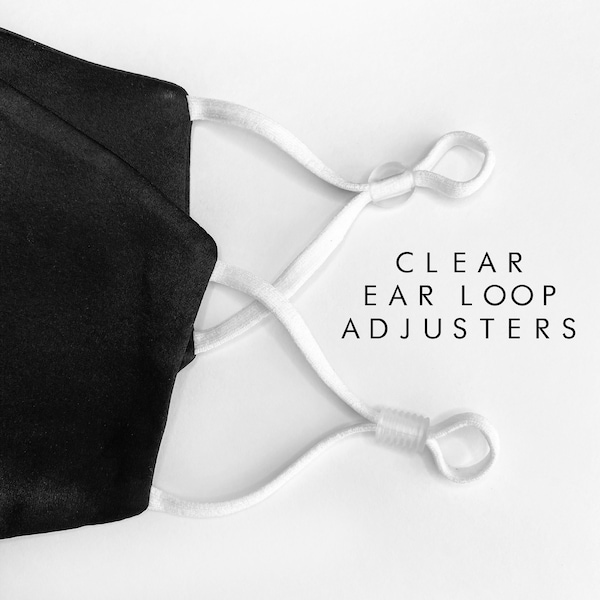 Ear Loop Adjusters, Clear Silicone Ear Loop Stopper for Face Masks, Anti Slip Elastic Tightener, Transparent Cord Adjuster, Mask Cord Locks