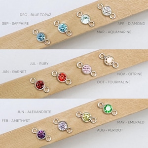 Round Birthstone Connector, 14k Gold Filled & Sterling Silver, Connectors For Permanent Jewelry, Jewelry Making, 3mm 4mm Zircon Stone Charms