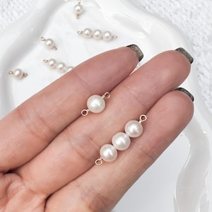 Freshwater Pearl Connector, 14k Gold Filled & Sterling Silver, Connectors For Permanent Jewelry, Bracelet Charms, Handmade Jewelry Making