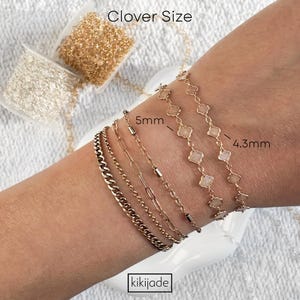 14k Gold Filled Clover Chain, Sterling Silver Clover Enamel Chain, Glitter Enamel, Permanent Jewelry Making Supplies, Bulk Chain By The Foot image 4