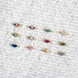Marquise Birthstone Connector, 14k Gold Filled & Sterling Silver, Connectors For Permanent Jewelry, Jewelry Making, Zodiac Zircon Stones