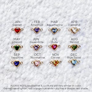 Heart Birthstone Connector, 14k Gold Filled & Sterling Silver, Connectors For Permanent Jewelry, Jewelry Making, Zodiac Zircon Stone 3mm 4mm