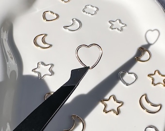 Open Style Connectors, Heart Star Moon Clover, 14k Gold Filled & 925 Sterling Silver, Permanent Jewelry Charms, Closed Jump Ring Connectors