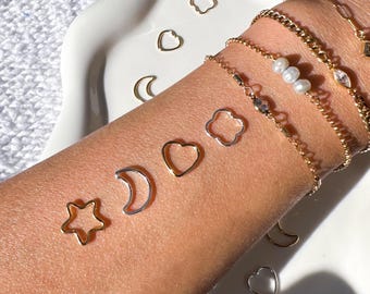 Open Style Connectors, Heart Star Moon Clover, 14k Gold Filled & 925 Sterling Silver, Permanent Jewelry Charms, Closed Jump Ring Connectors