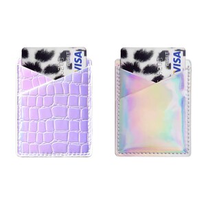 Dos titulares holográficos de tarjetas telefónicas, billetera de teléfono, soporte de tarjeta para teléfono, palo en la cartera del teléfono, bolsillo del teléfono adhesivo, titular de la tarjeta de crédito