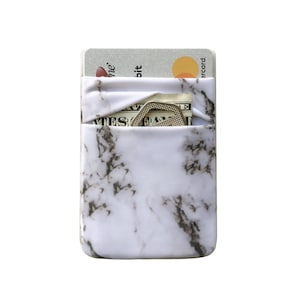 Tarjetero elástico para teléfono, billetera para teléfono, bolsillo de tela para teléfono, billetera adhesiva, tarjetero adhesivo, estampado de mármol, smartphone, licra