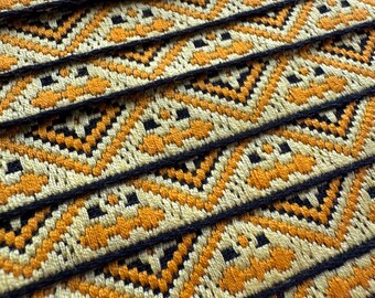 1 Yard Deadstock Boho 60s 70s Yellow Orange Trim