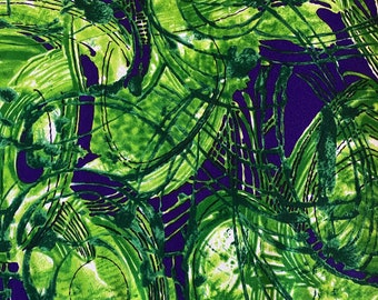 1 Yard Blue Green Print Fabric Material 44 Width