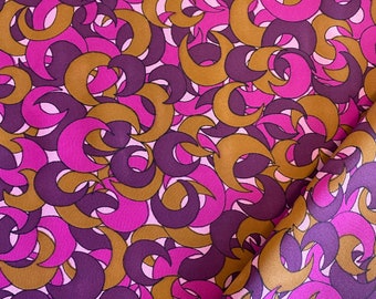 1 Yard Purple Lavender Gold Moon Vintage Fabric