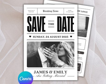 Wedding Newspaper - Wedding Newspaper Template, Newspaper Wedding Program, Newspaper Wedding Template, Newspaper Wedding Invitation
