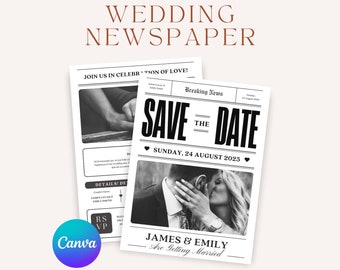 Wedding Newspaper - Wedding Newspaper Template, Newspaper Wedding Program, Newspaper Wedding Template, Newspaper Wedding Invitation