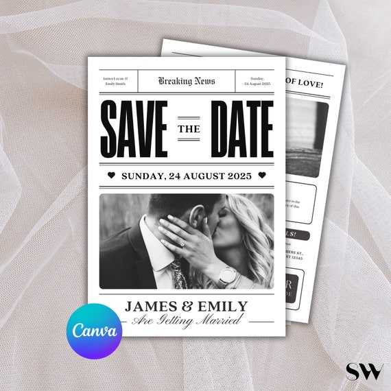 Wedding Newspaper - Wedding Newspaper Template, Newspaper Wedding Program, Newspaper Wedding Template, Newspaper Wedding Invitation