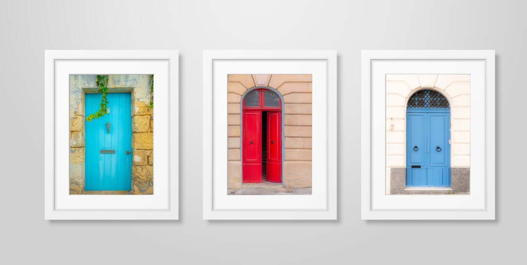 Colorful Doors Print Set, Travel Photography Prints, Set of 3 Prints