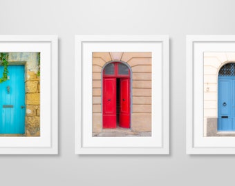 Colorful Doors Print Set, Travel Photography Prints, Set of 3 Prints, Architecture, Gallery Wall, Room Decor, 8x10 Prints