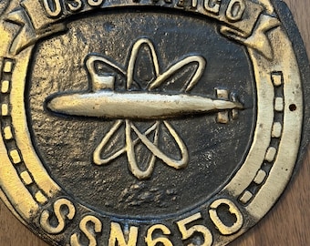 USS Pargo Submarine SSN 650 Brass Plaque