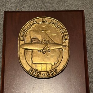 USS Richard B Russell Submarine SSN 687 Brass Plaque