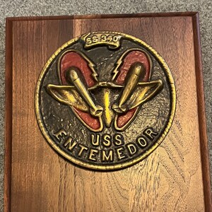 USS Entemedor Submarine SS 340 Brass Plaque