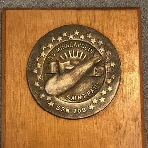 USS Minneapolis Saint Paul Submarine SSN 708 Brass Plaque