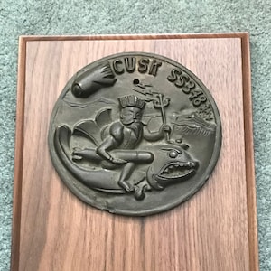 USS Cusk Submarine SS 348 Brass Plaque