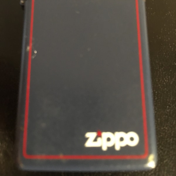 Navy Blue Zippo Slim Lighter - Used 1991