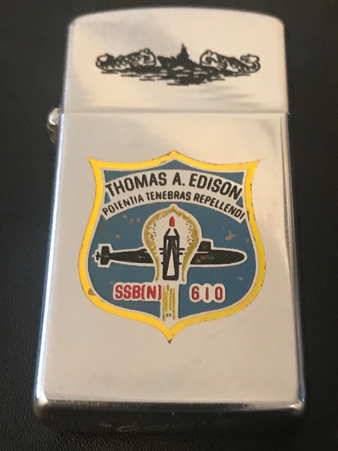 USS Thomas A Edison Submarine SSBN 610 Zippo Slim Lighter
