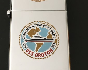 ジッポーSSN-682Tunny USS Tunny Submarine SSN 682 Zippo Slim Lighter - 1980 USED - Etsy