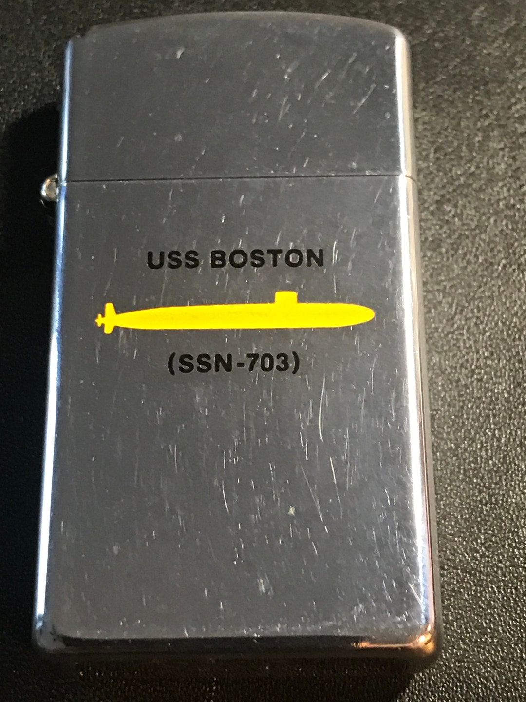 USS Boston Submarine SSN 703 Zippo Slim Lighter 1980 USED Etsy
