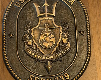 USS Nebraska Submarine SSBN 739 Brass Plaque