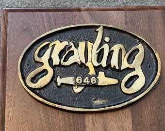USS Grayling Submarine SSN 646 Brass Plaque