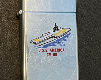 USS Kitty Hawk Aircraft Carrier CV-63 Zippo Slim Lighter